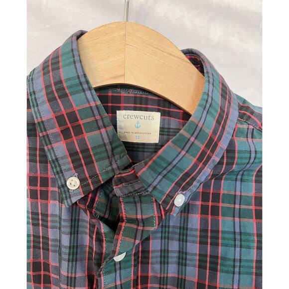 TWO Shirts Crewcuts GAP Boys Long Sleeve Button Down Shirts Plaid Size 12 XL EUC - Picture 3 of 4